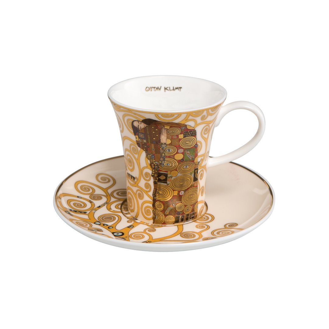 Klimt-Die-Erfüllung-Espressotasse-berlindeluxe-mann-frau-golden-baum