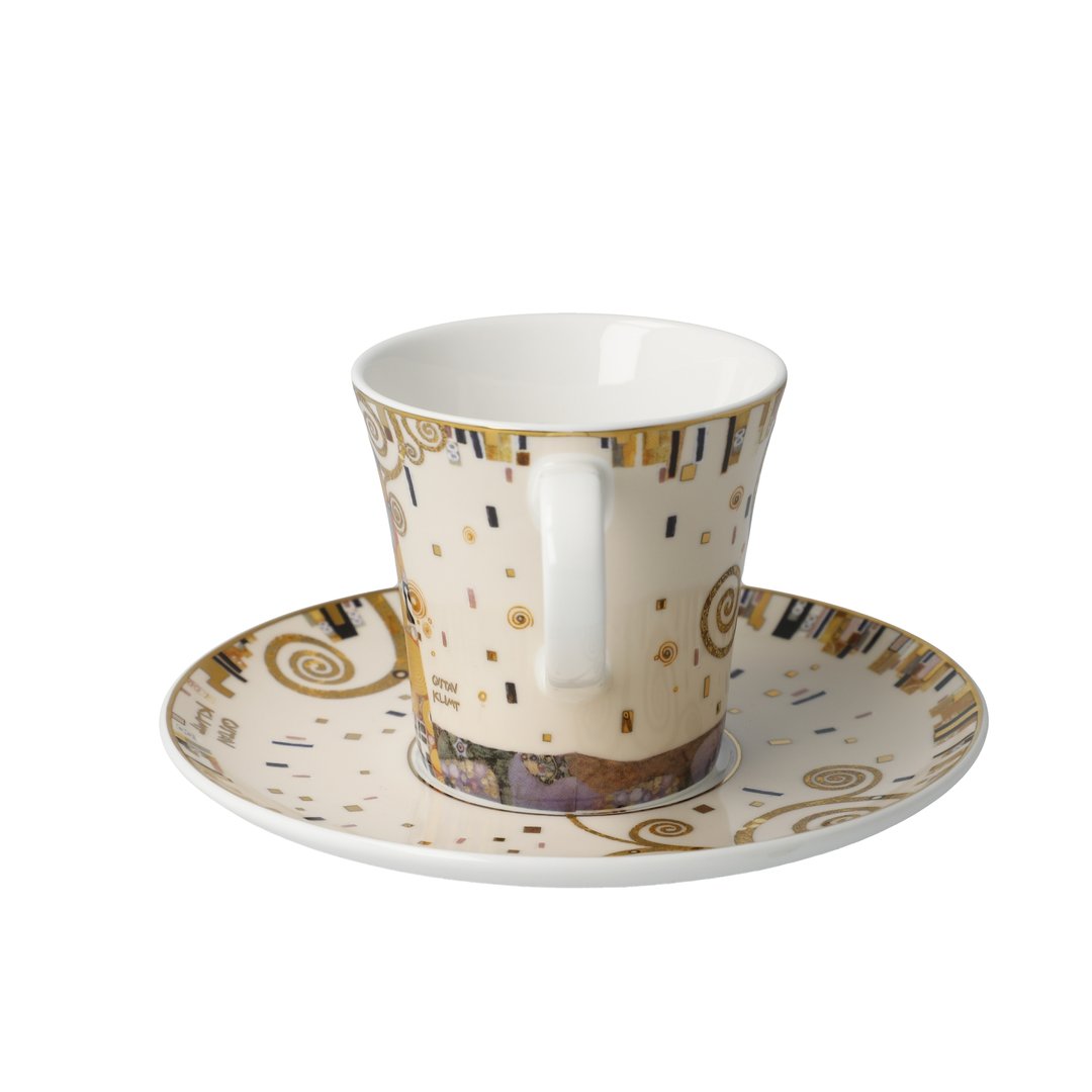 Klimt-Die-Erfüllung-Kaffeetasse-Goebel-berlindeluxe-tasse-frau-golden-weiß