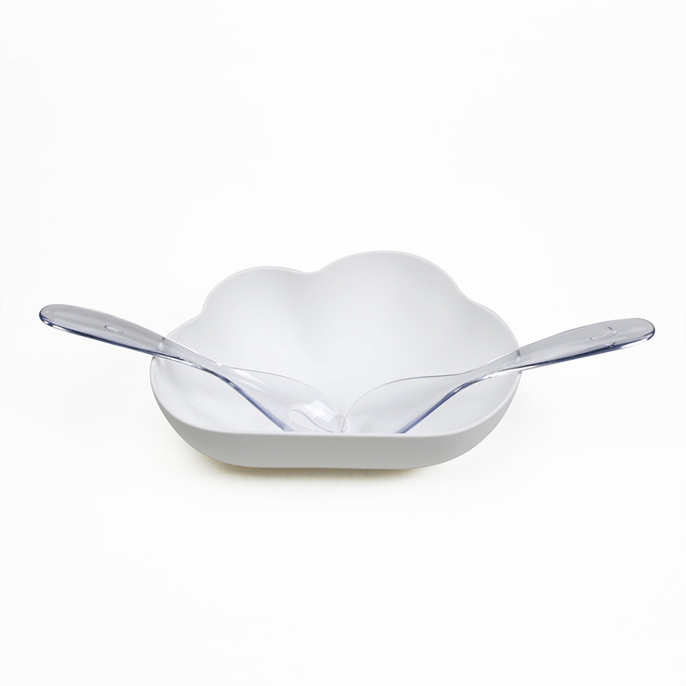 Salatschüssel "Cloud" von Qualy mit Salatbesteck