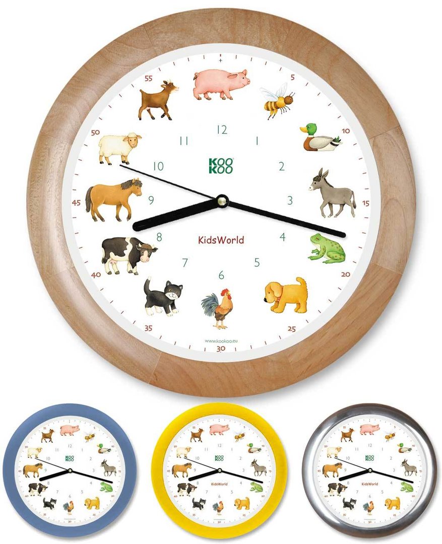 KidsWorld-Uhr-mit-Tierstimmen-von-KOOKOO-berlindeluxe-tiere-uhr-frosch-pferd-enet