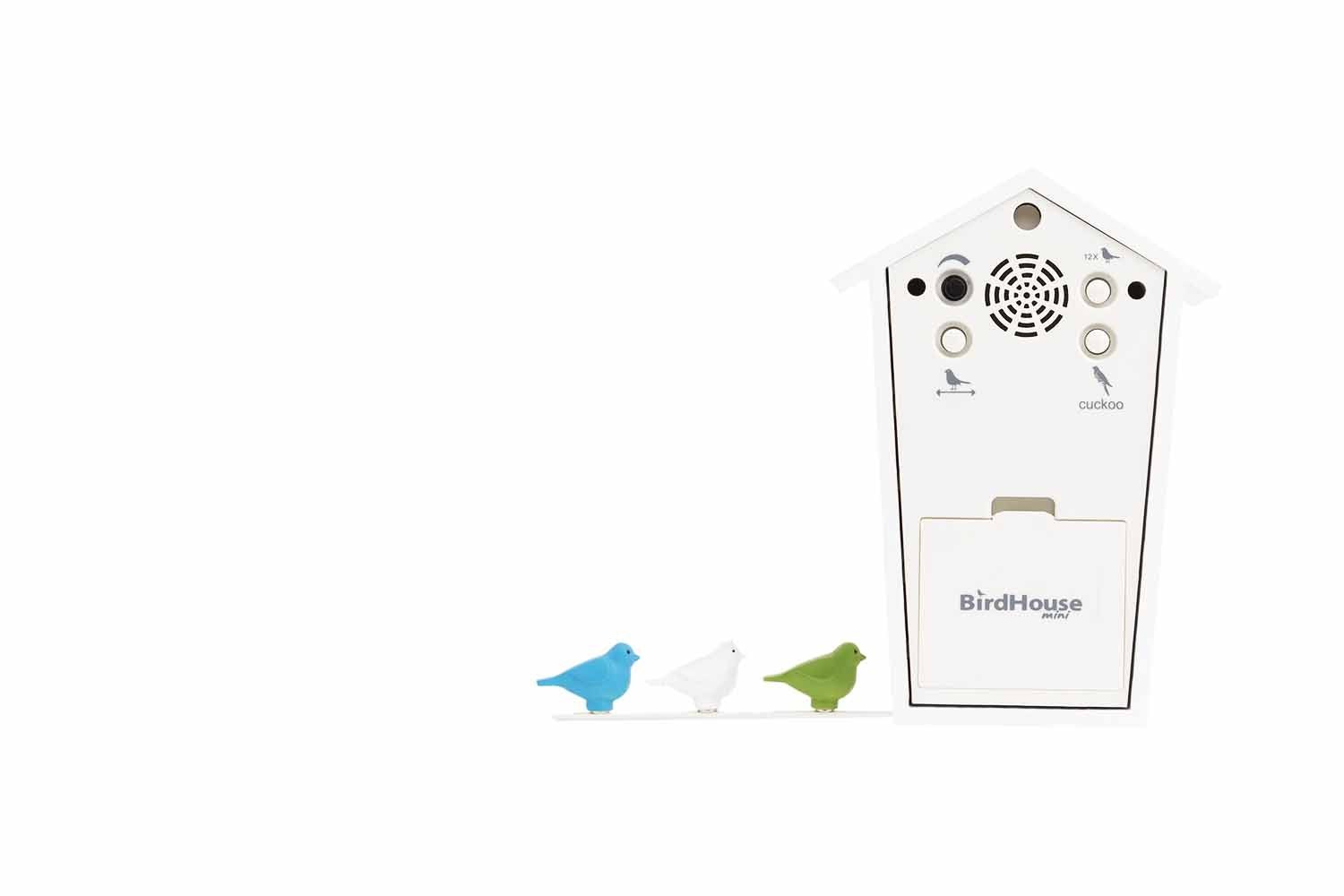 KOOKOO-Birdhouse-Mini-Weiß-berlindeluxe-uhr-vogel-roth