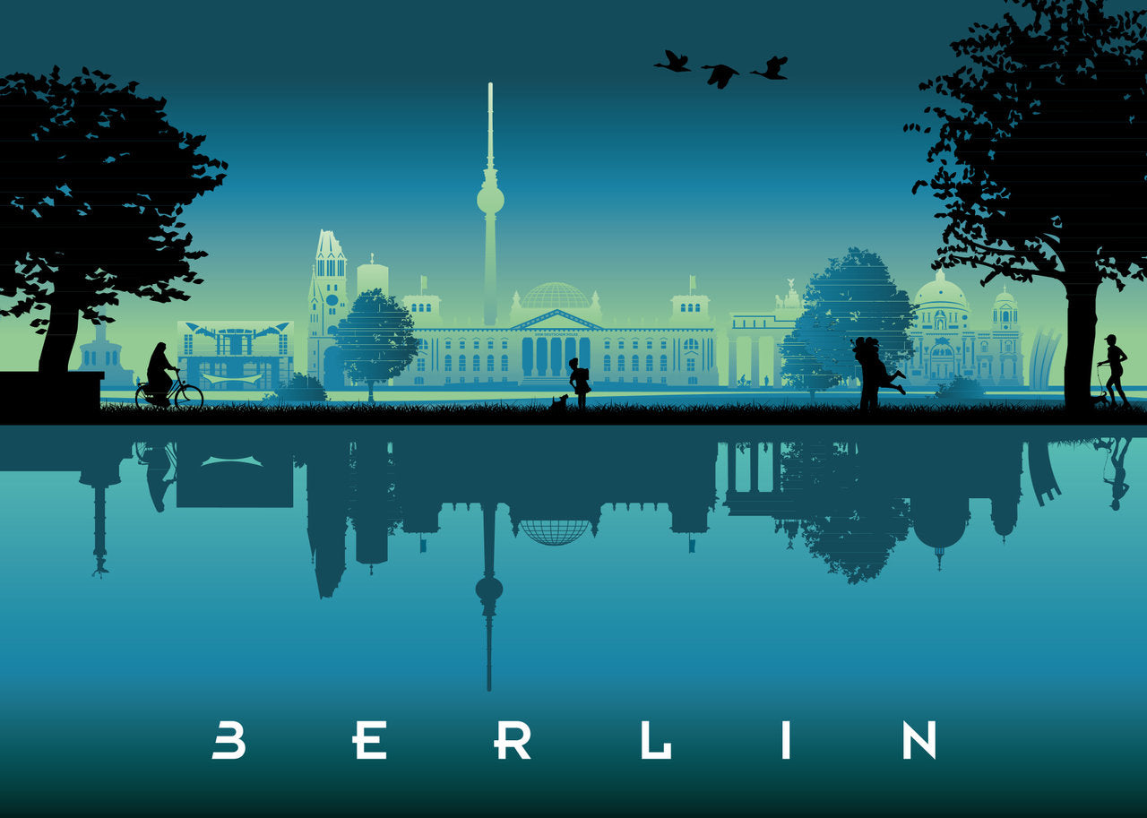 Poster Berlin Skyline Blue