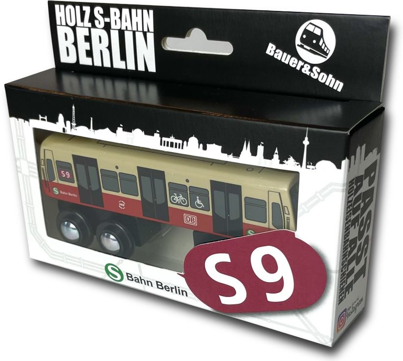 Miniature wooden S-Bahn Berlin S9 to play with