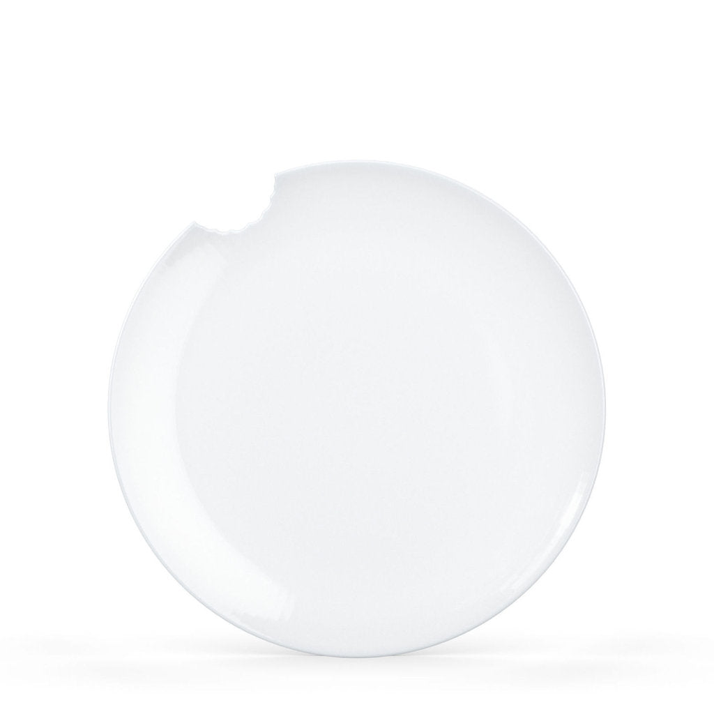 Set of 2 dinner plates with a bite