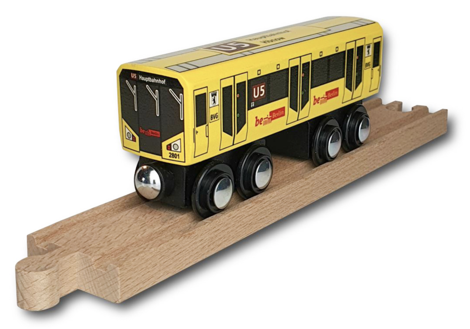 Miniature wooden subway Berlin U5 to play with.