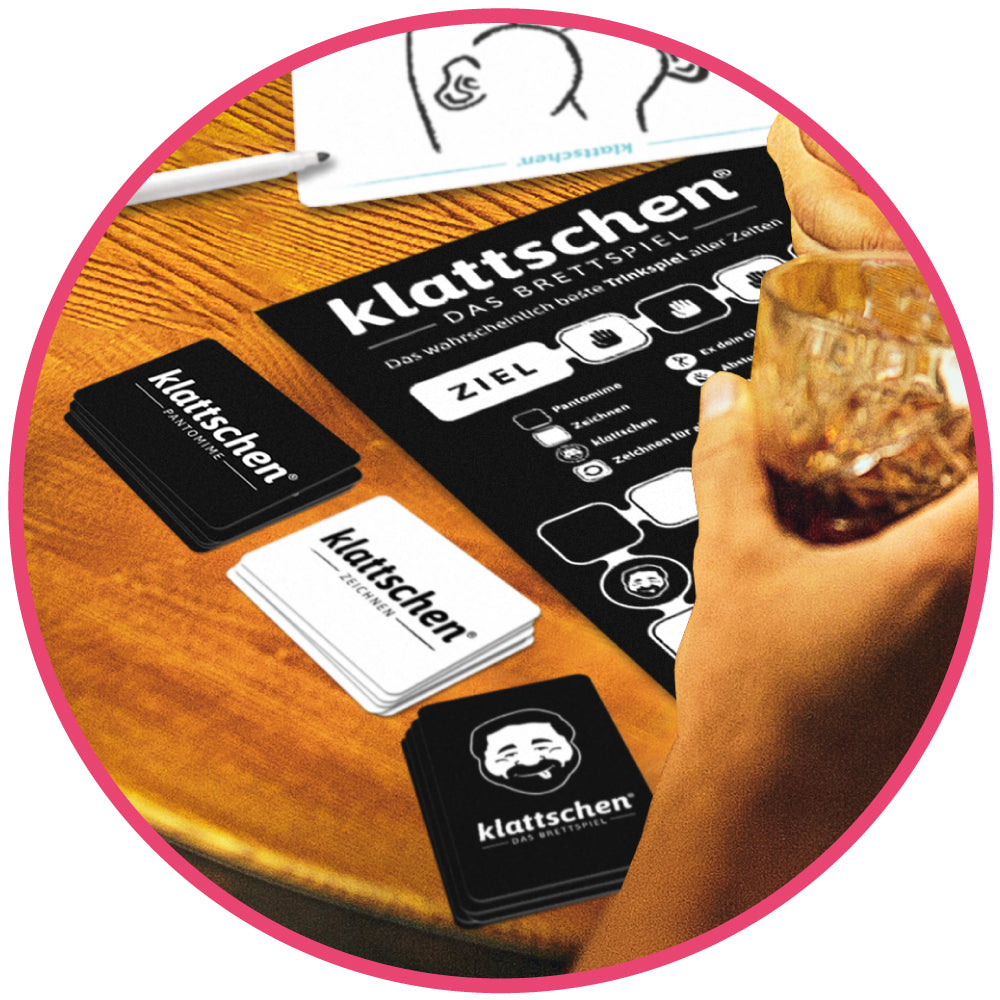 Klattschen-Brettspiel-Trinkspiel/Partyspiel-berlindeluxe-brettspiel-schwarz-mann-tisch