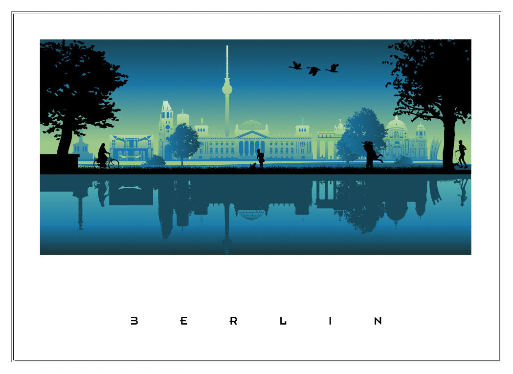 Poster Berlin Skyline Blau