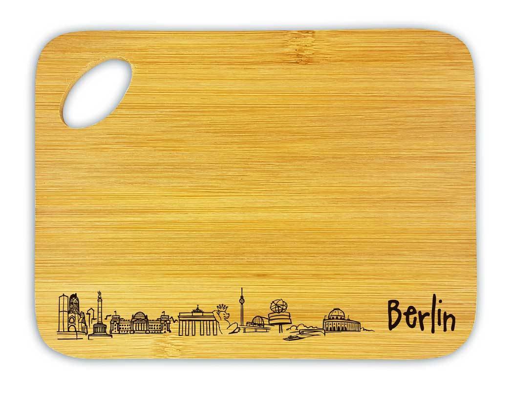 "Skyline Berlin" snack board made of bamboo