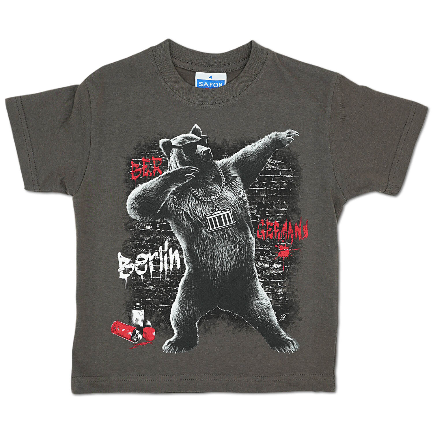 Kinder Shirt Berlin Urban Bär grau