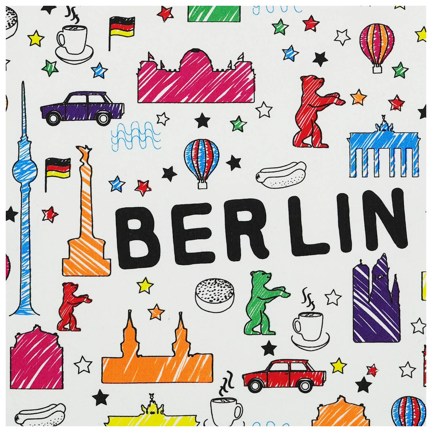 Baumwollbeutel Scribble Berlin weiss