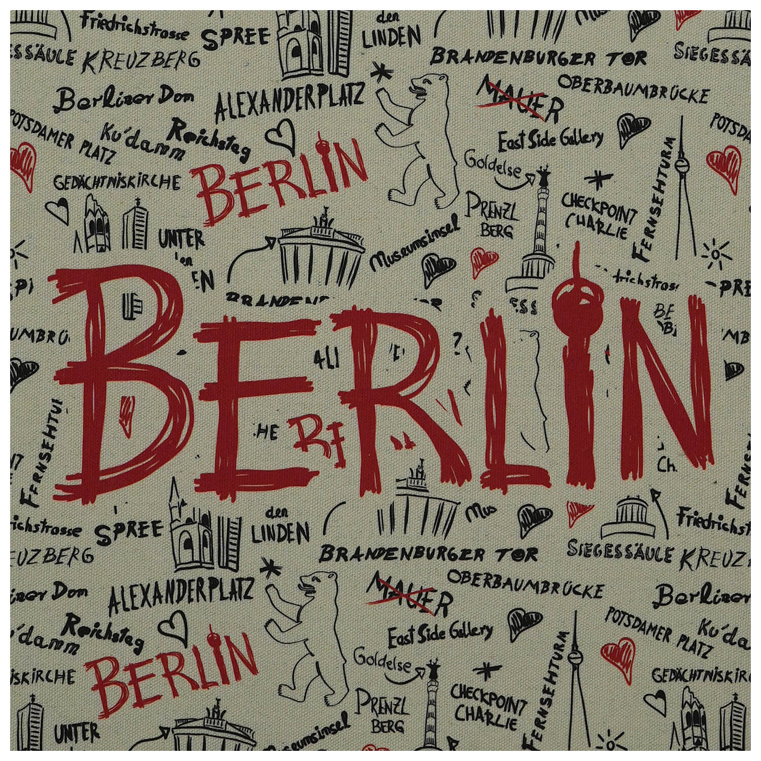 Baumwollbeutel groß Sketch natur Berlin