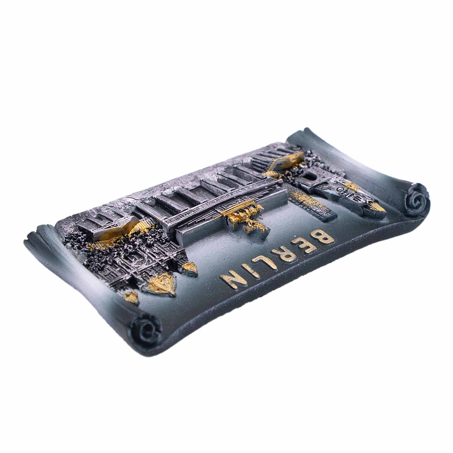 Magnet Poly Rolle Skyline silber dunkel Berlin