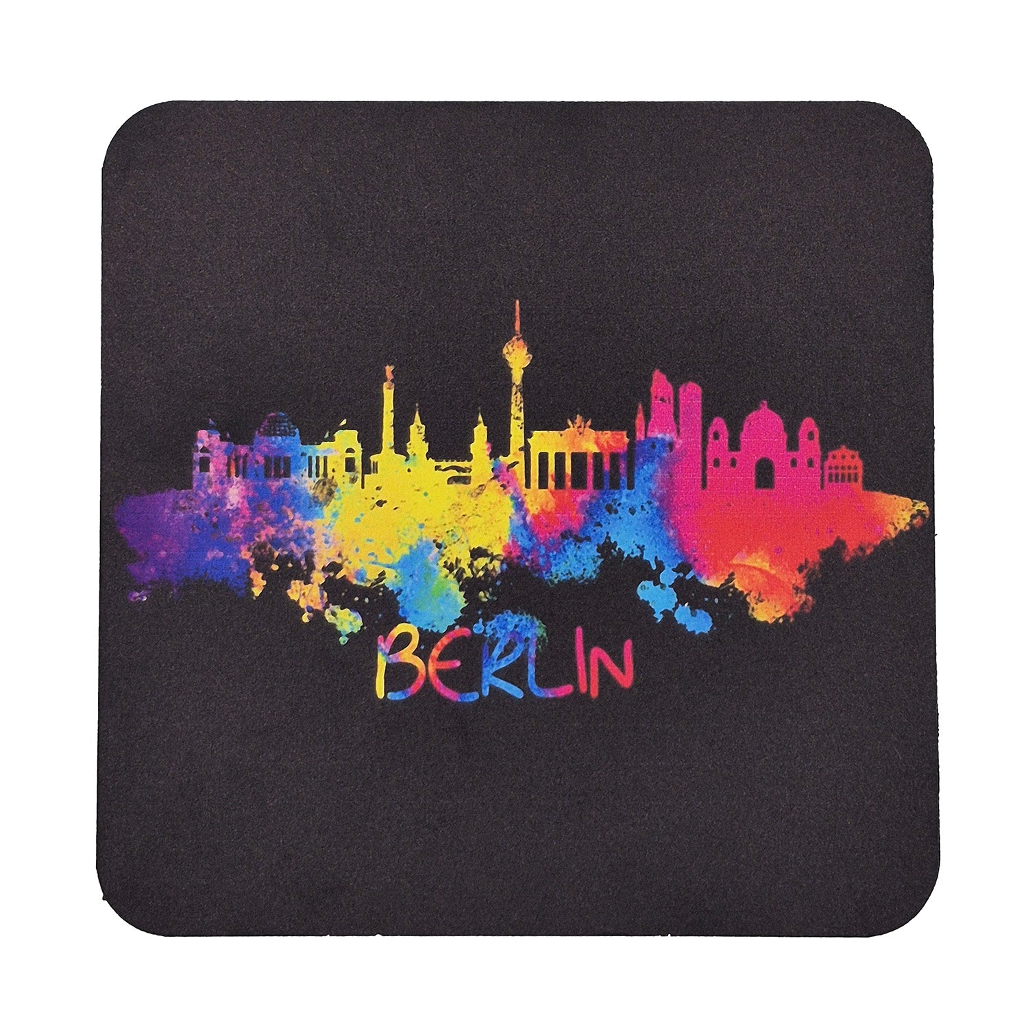 Untersetzer MDF Skyline Aquarell Berlin schwarz