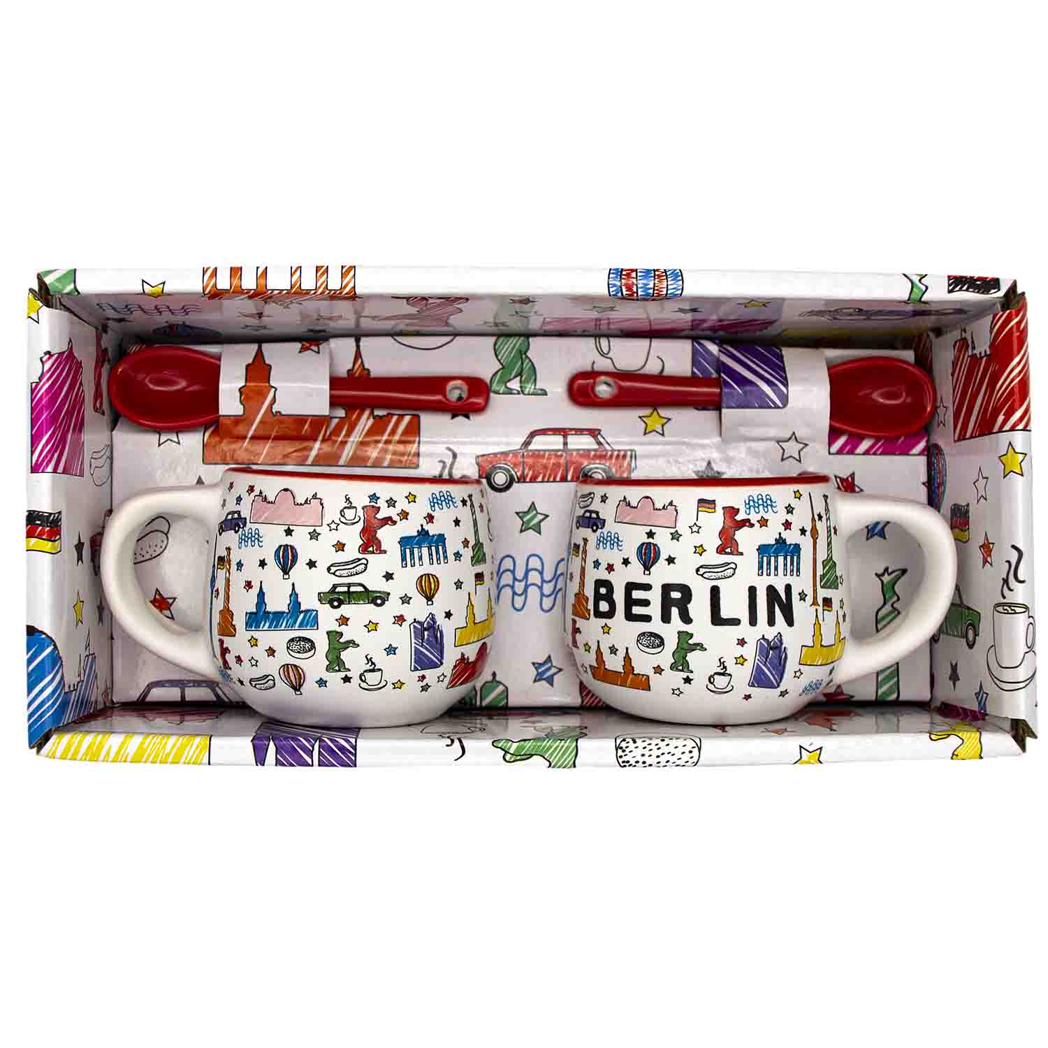 Espresso Tassen Set Berlin Scribble weiß