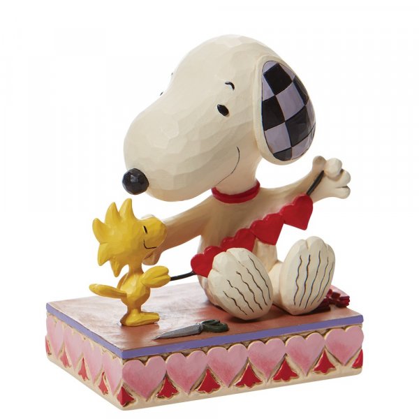Peanuts-Snoopy-Woodstock-Herzgirlande-Jim-Shore-Figur-berlind-kuecken-hund-herzen
