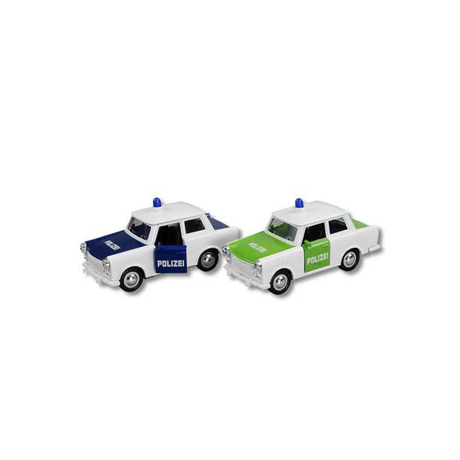 Miniatur Trabi DDR Kult-Auto 12cm im Polizei Outfit in verschiedenen Farben