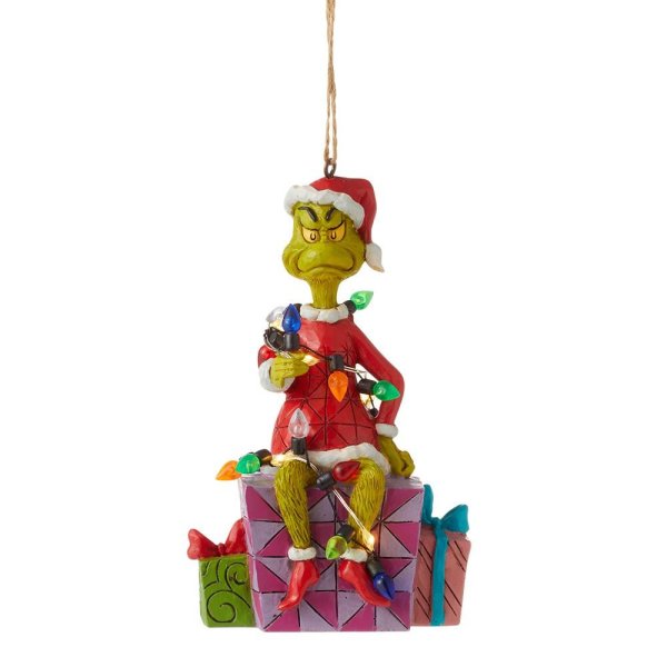 Grinch sitzend auf Geschenken by Jim Shore Ornament/Anhänger