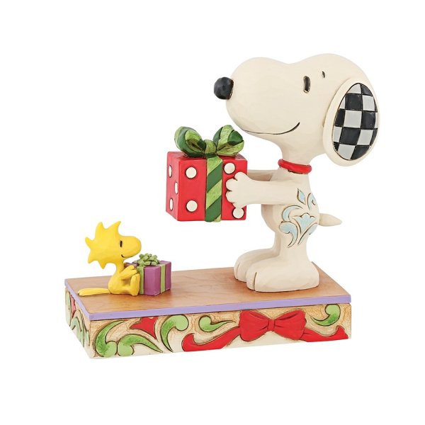 Peanuts-Snoopy-Woodstock-mit-Geschenken-Jim-Shore-Figur-berlindeluxe-hund-geschenk-kueken