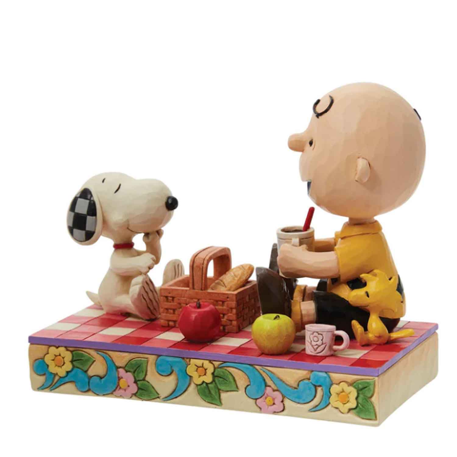 Peanuts-Snoopy-&-Woodstock-&-Charlie-"Beim-Picknick"-Jim Shore-Figur-berlindeluxe-hund-junge-brotkorb