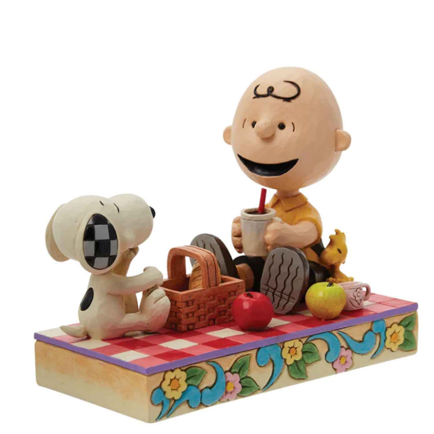 Peanuts-Snoopy-&-Woodstock-&-Charlie-"Beim-Picknick"-Jim Shore-Figur-berlindeluxe-hund-junge-brotkorb