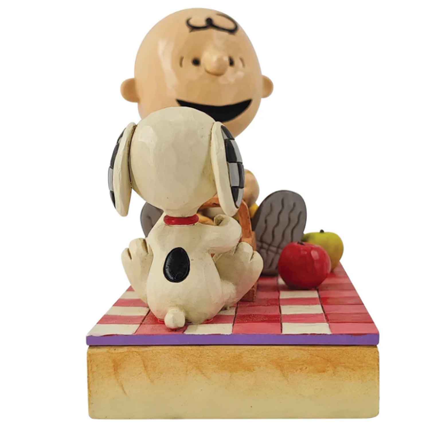 Peanuts-Snoopy-&-Woodstock-&-Charlie-"Beim-Picknick"-Jim Shore-Figur-berlindeluxe-hund-junge-brotkorb-hinten