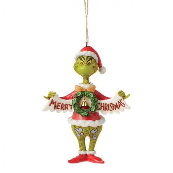 Grinch Figur mit Weihnachtsbanner by Jim Shore Ornament/Anhänger