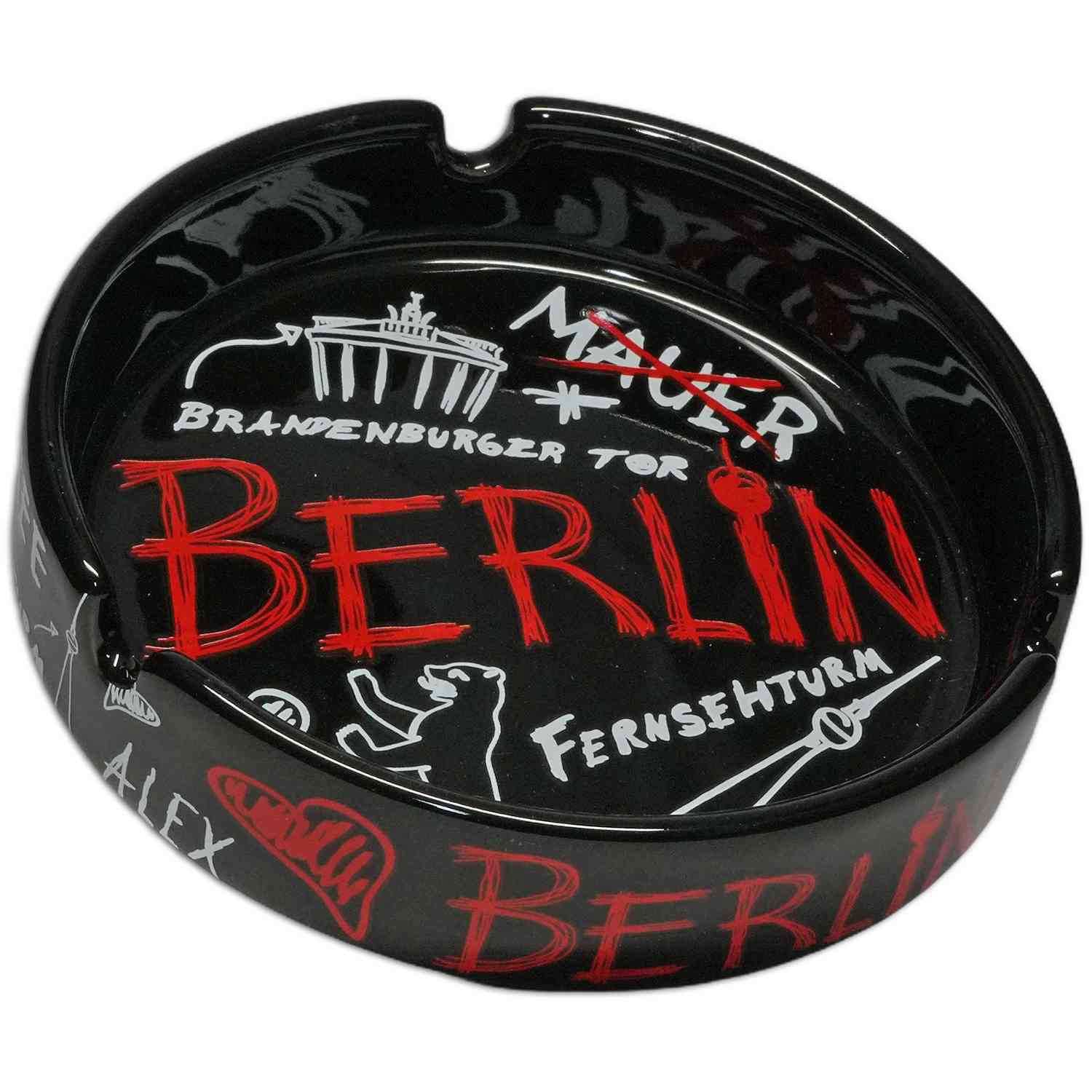 Aschenbecher groß Porzellan Sketch Berlin schwarz