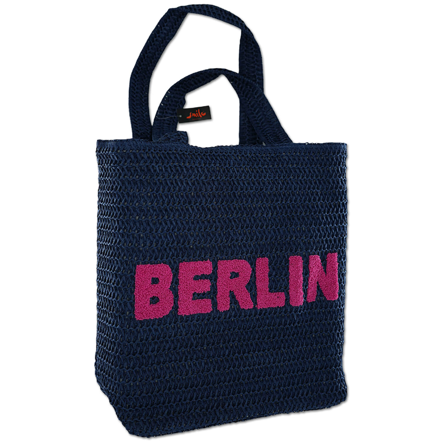 Strandtasche Berlin navy-pink Schriftzug