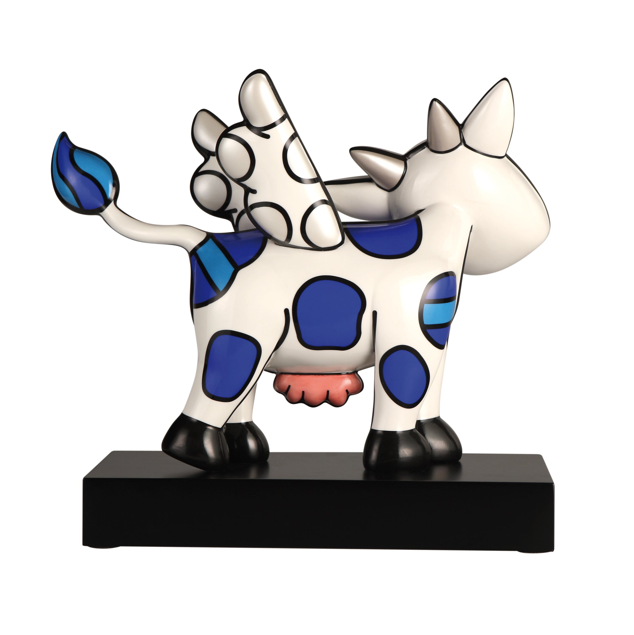 Goebel-by-Britto-Figur-Flying-Cow-limited-edition-berlindeluxe-kuh-blau-punkte-hinten