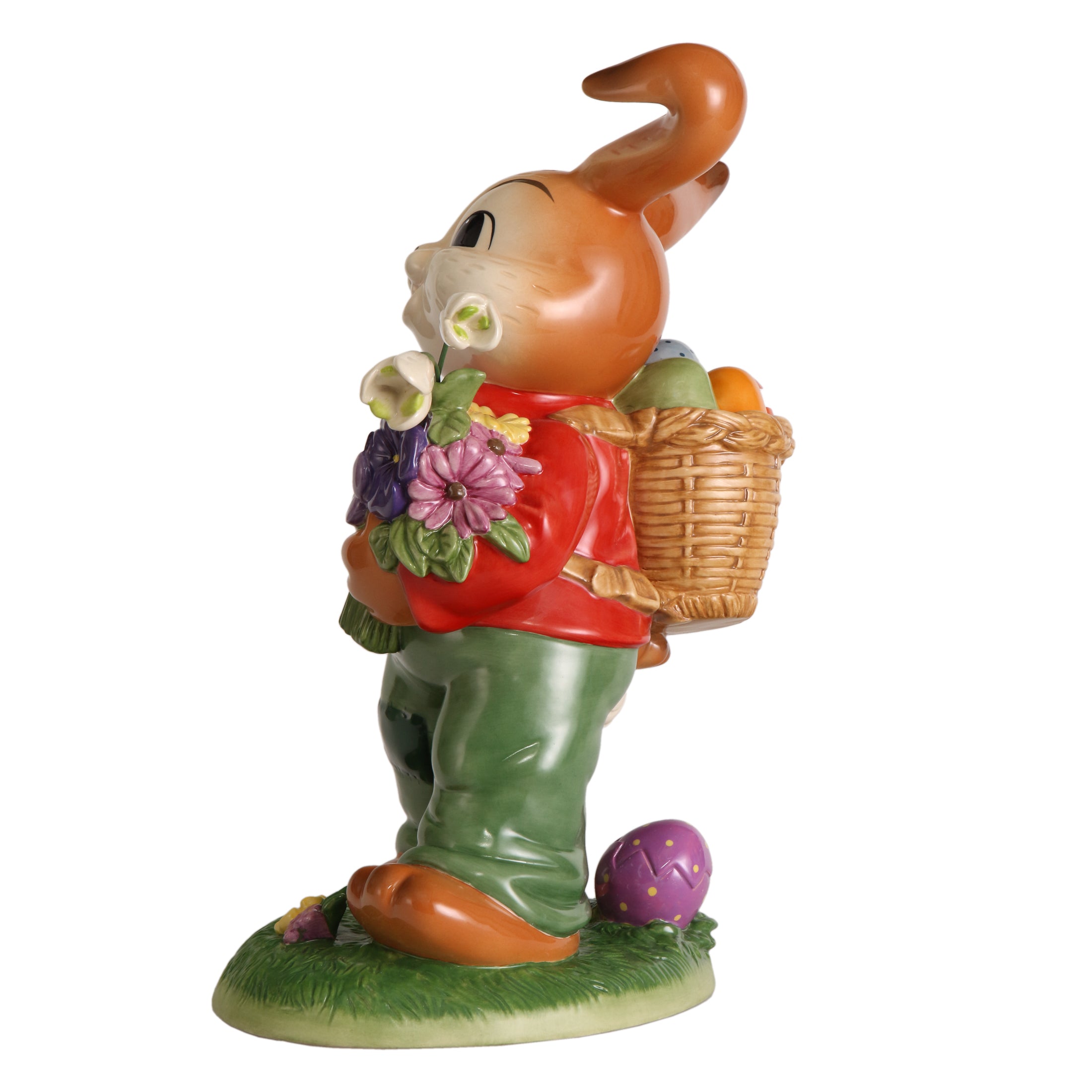 Goebel-Figur-Hase-Frohe-Osterzeit-38cm-berlindeluxe-rucksack-ostereier-kuecken-seite