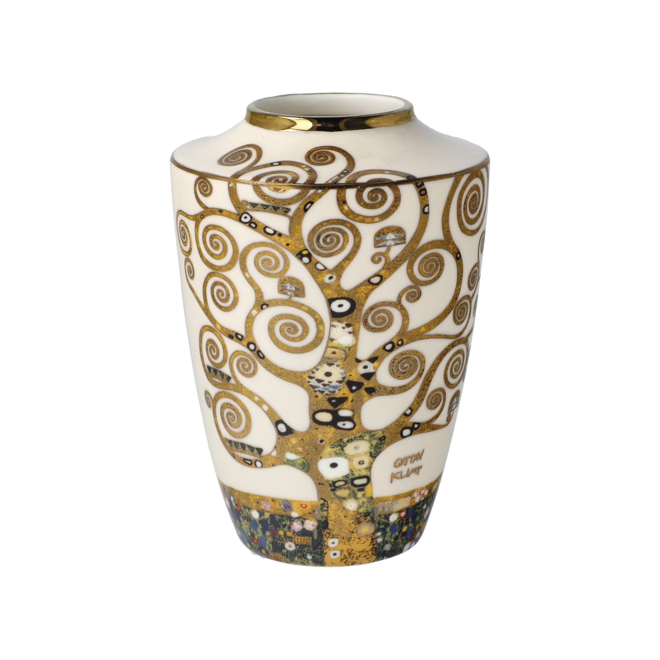 Goebel-Artis-Orbis-Vase-Der-Lebensbaum-v-Gustav-Klimt-berlindeluxe-gold-schwarz-weiß