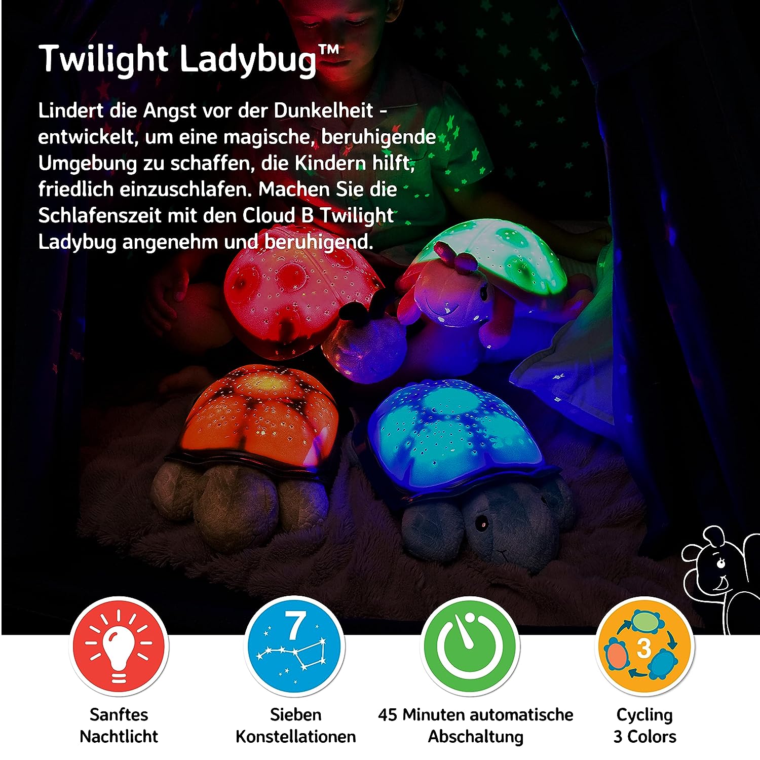 Twilight ladybug pink night light