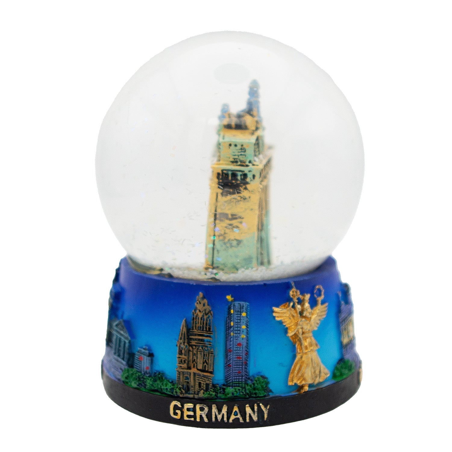 Schneekugel klein 4,5cm Berlin Skyline himmelblau, Brandenburger Tor