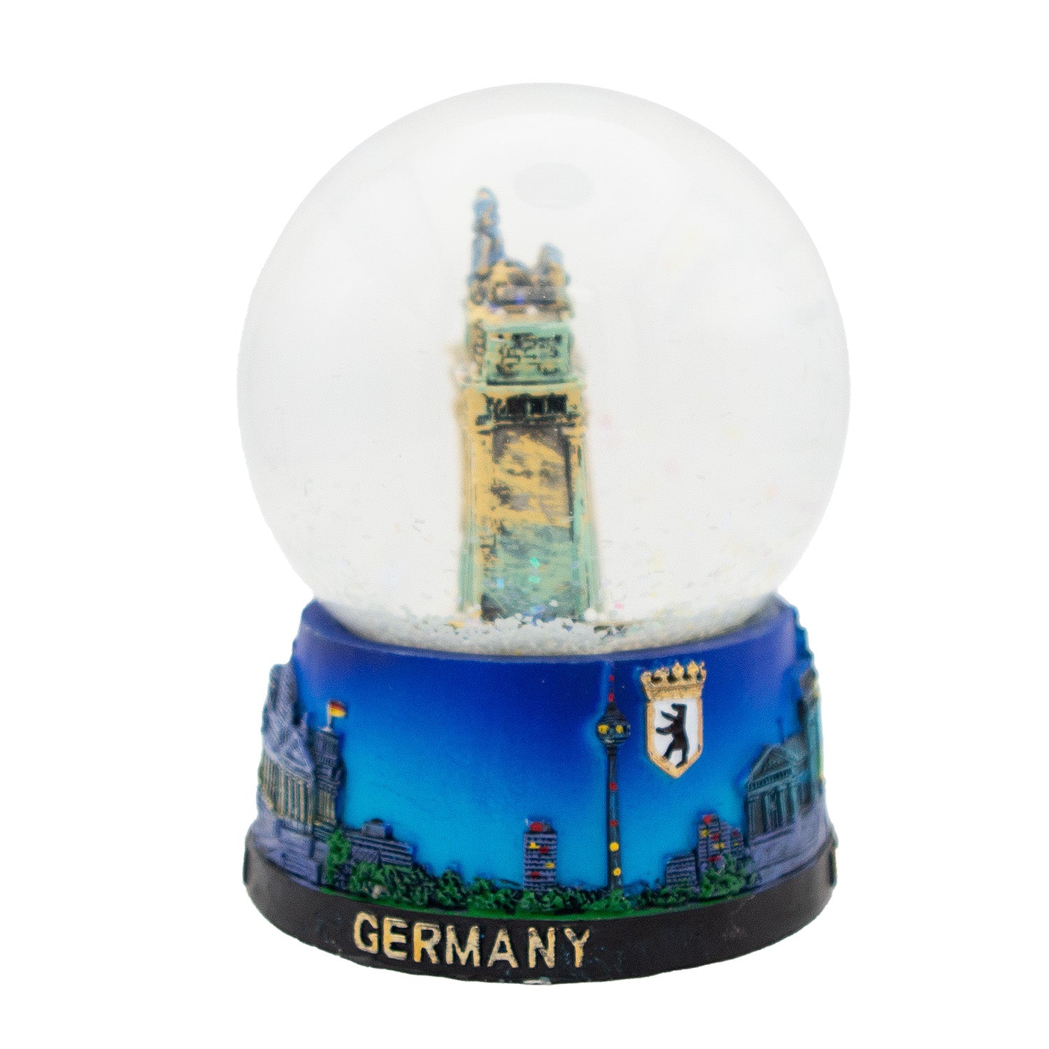 Schneekugel klein 4,5cm Berlin Skyline himmelblau, Brandenburger Tor
