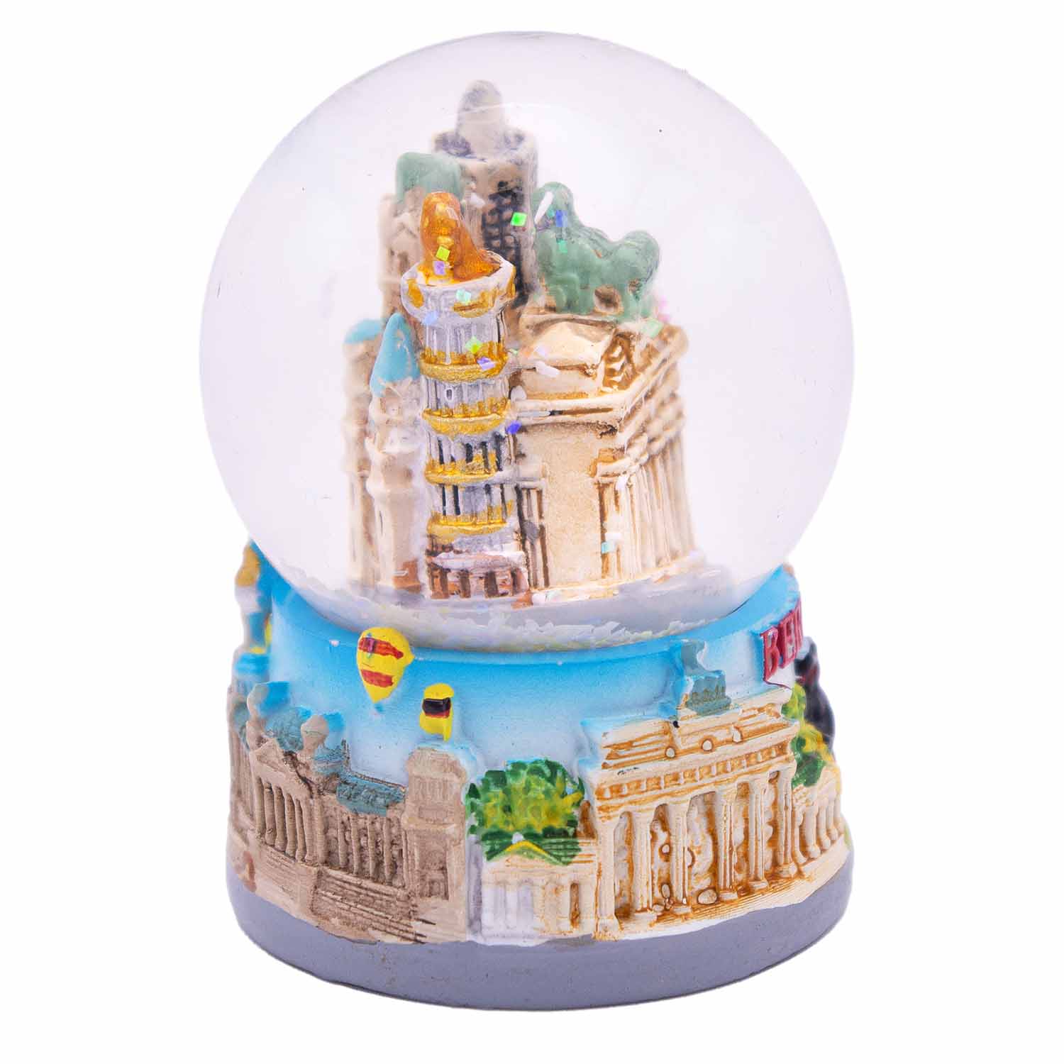 Schneekugel klein 4,5cm Berlin Skyline himmelblau, 3er