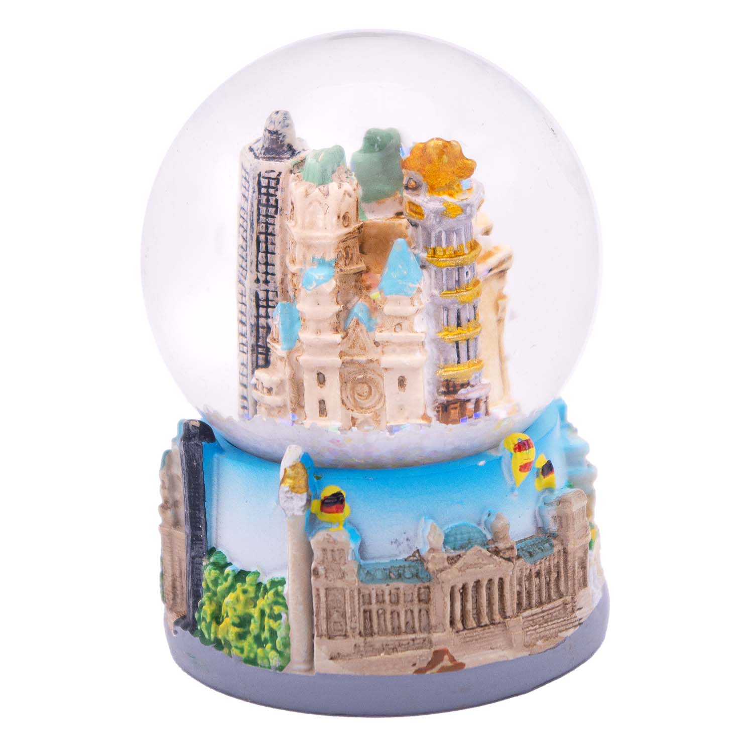 Schneekugel klein 4,5cm Berlin Skyline himmelblau, 3er