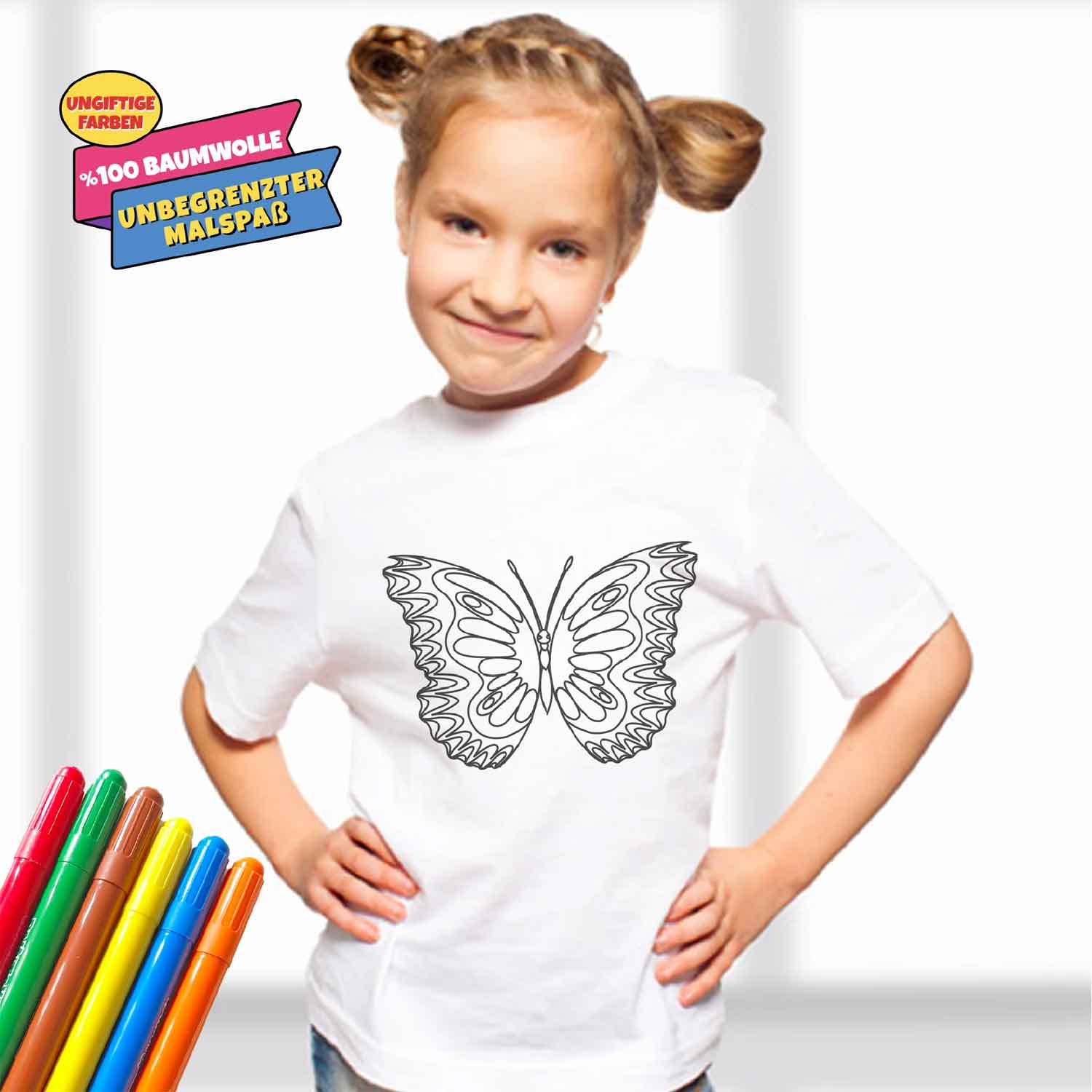 Kinder T-Shirt zum Bemalen "Der Schmetterling"