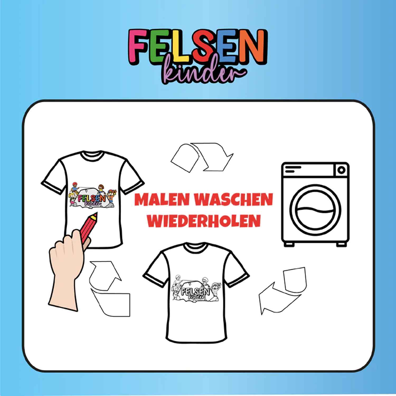 Kinder T-Shirt Set zum Bemalen "Das Einhorn" inkl. 6 Filzstifte
