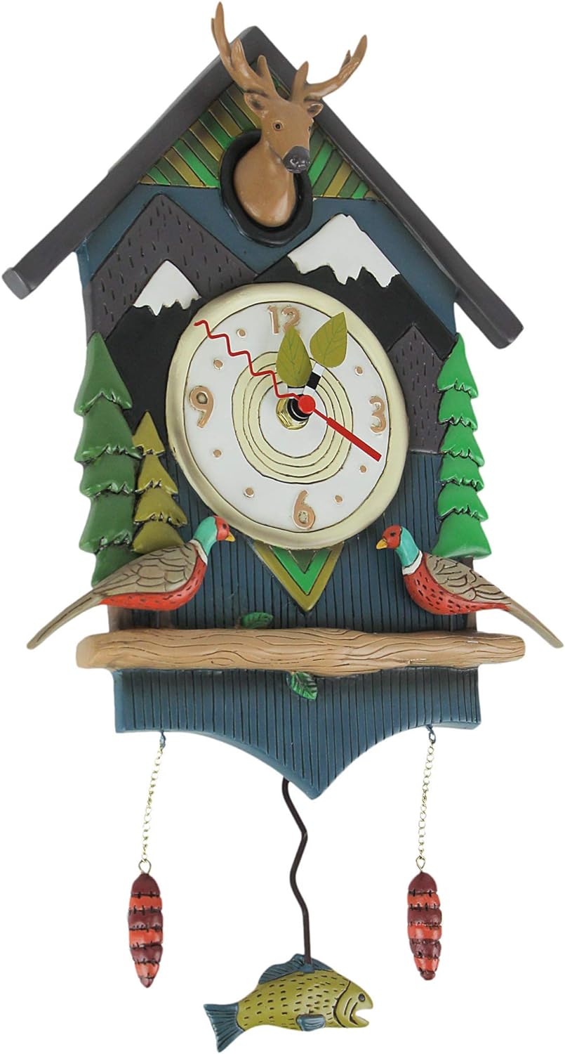 Allen-Designs-"Mountain-Time"-Clock-Wand-Uhr-berlindeluxe-uhr-voegel-hirsch-baueme-fisch