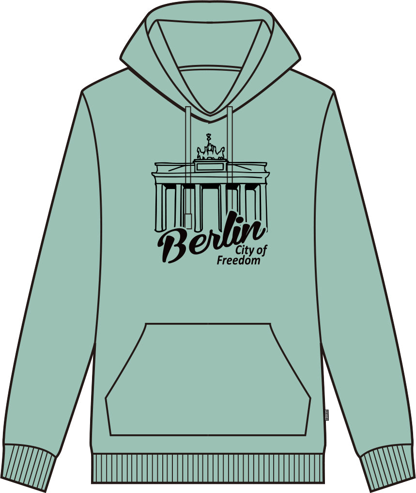 Damen-Hoodie-"Berlin-rosa"-von-Robin-Ruth-berlindeluxe-pullover-brandenburgertor-gruen