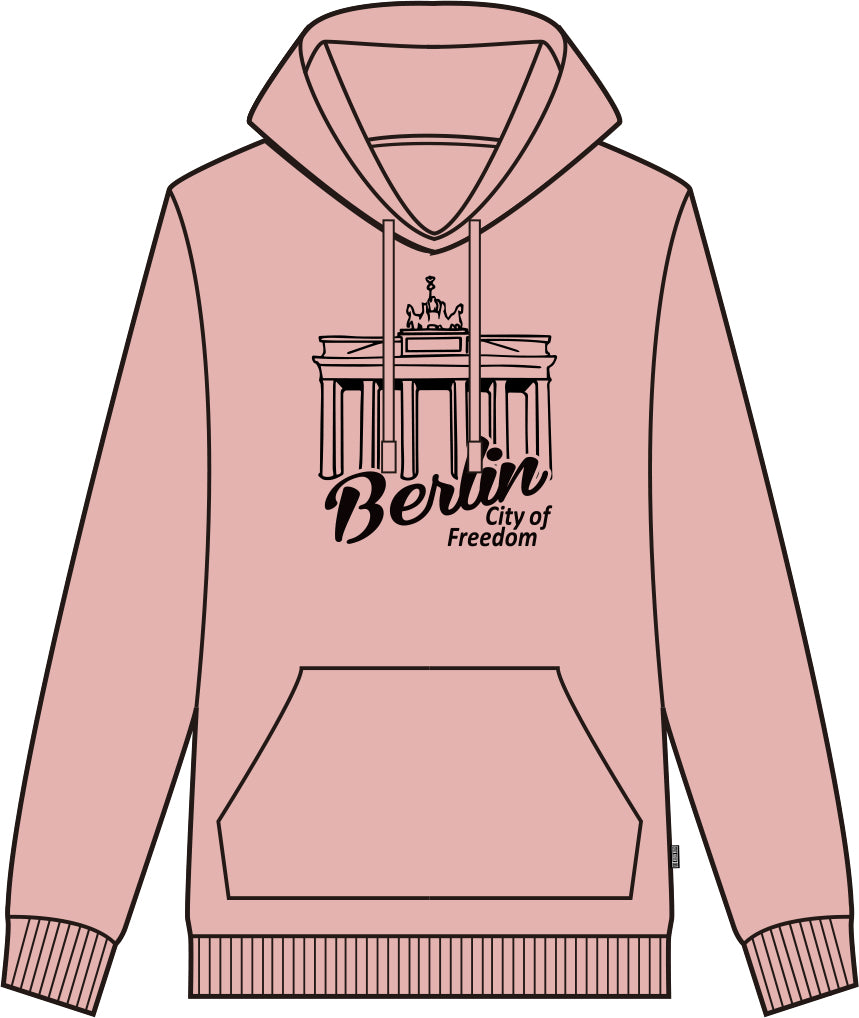 Damen-Hoodie-"Berlin-rosa"-von-Robin-Ruth-berlindeluxe-pullover-brandenburgertor