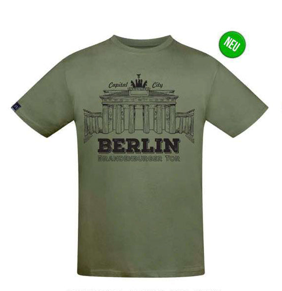 T-Shirt-Brandenburger-Tor-oliv-von-Robin-Ruth-berlindeluxe-brandenburgertor-dunkelgruen