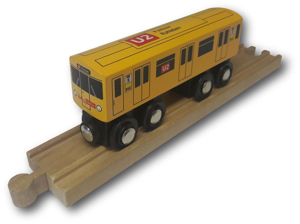 Miniature wooden subway Berlin U2 to play with.