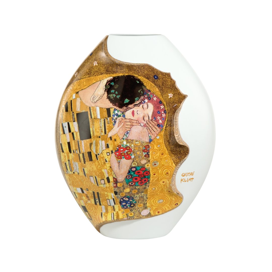 Porzellanvase-Klimt-Der-Kuss-L-limited-edition-berlindeluxe-mann-frau-weiß