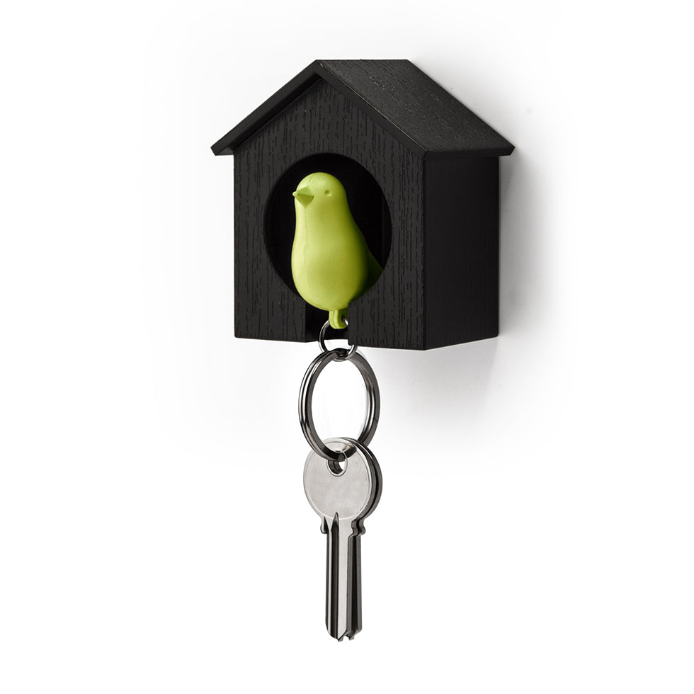 Key ring Sparrow with aviary black / green
