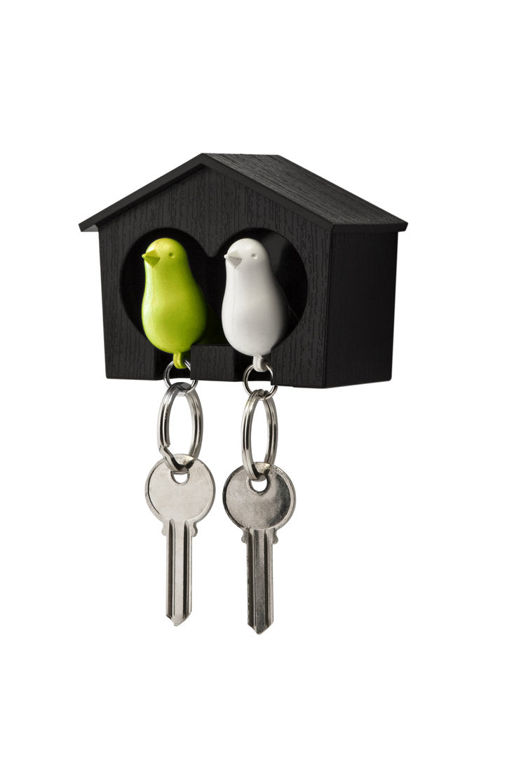 Key chain Duo Sparrow with bird house