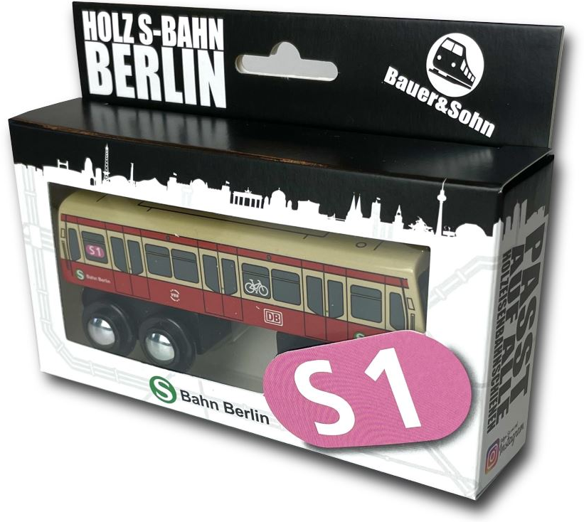 Miniature wooden S-Bahn Berlin S1 to play with