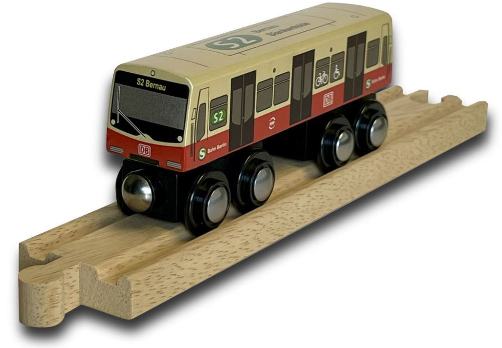 Miniature wooden S-Bahn Berlin S2 to play with