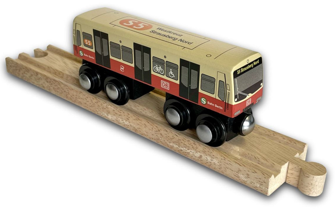 Miniature wooden S-Bahn Berlin S5 to play with