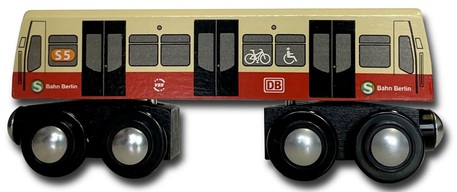 Miniature wooden S-Bahn Berlin S5 to play with